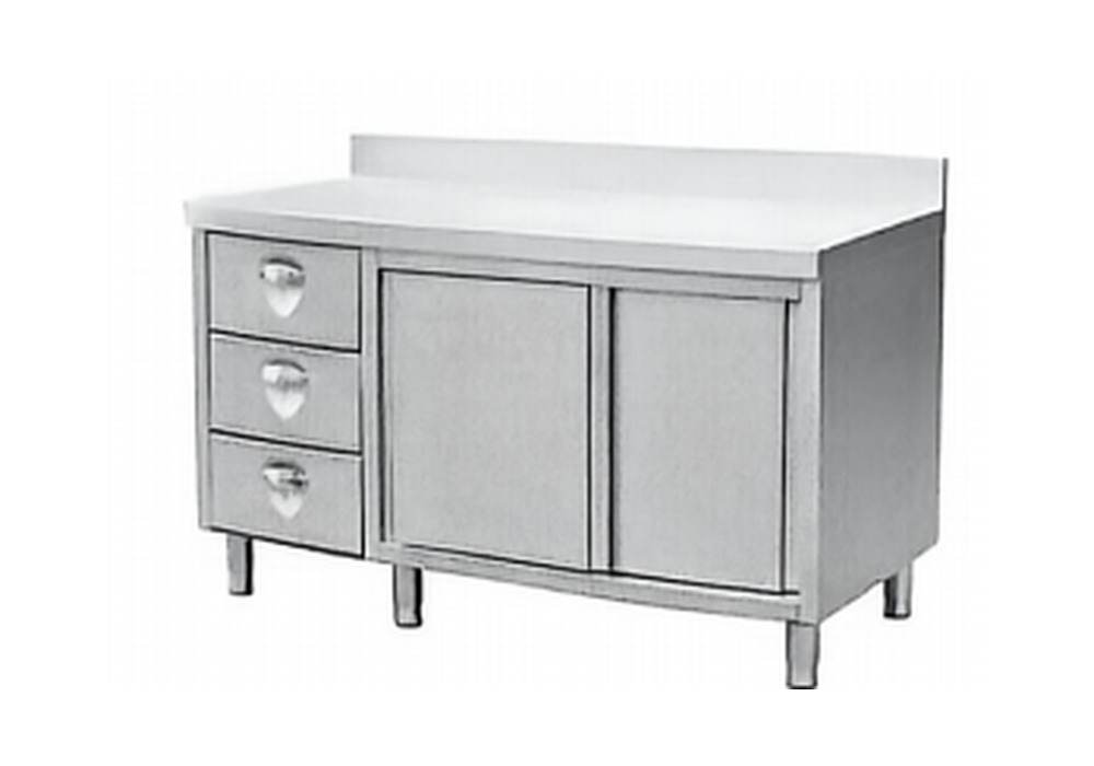 WAYINDA Sliding Style Storage Cabinet With Three Drawers and Splashback